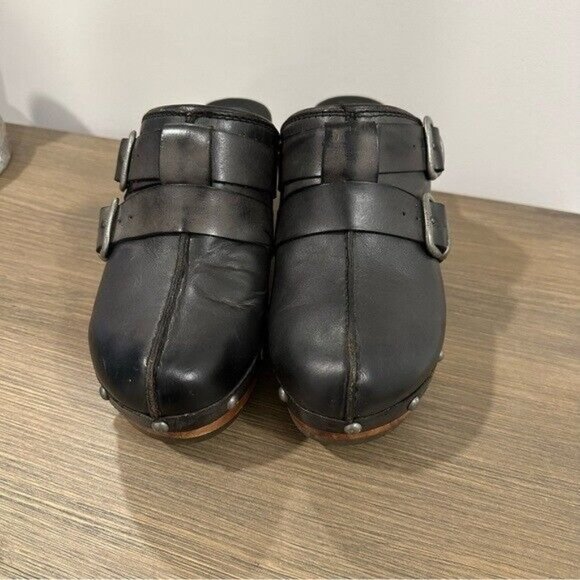 Ariat Black Bridlespur Leather Buckles Wooden Mules Women’s Size 9.5 - Picture 2 of 9